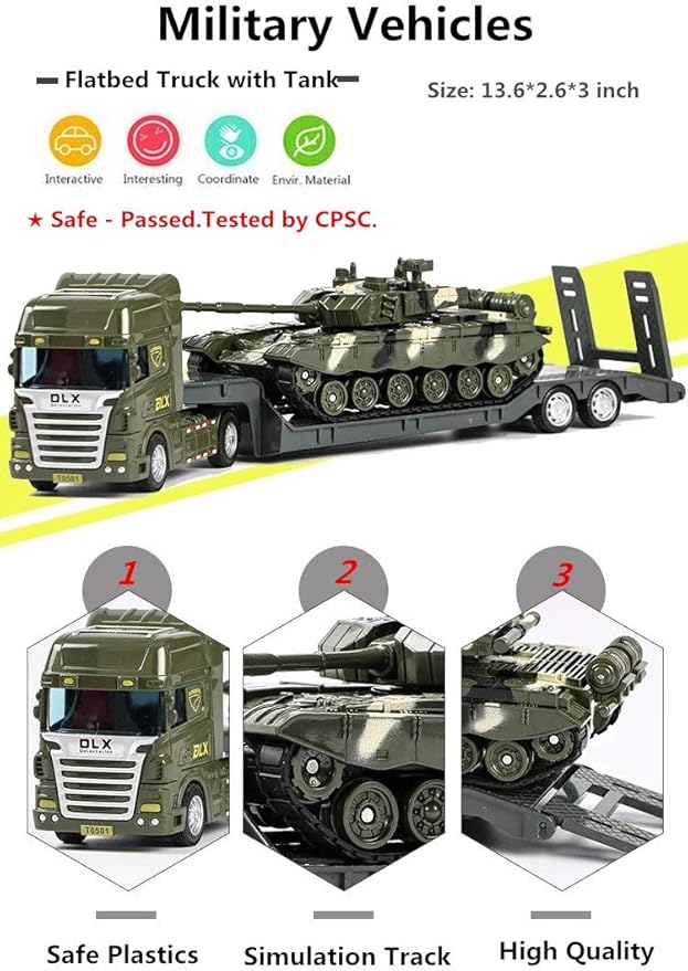 ZUKULIFE Military Vehicles and Army Battle Site toys Flatbed Truck 3 4 5 6