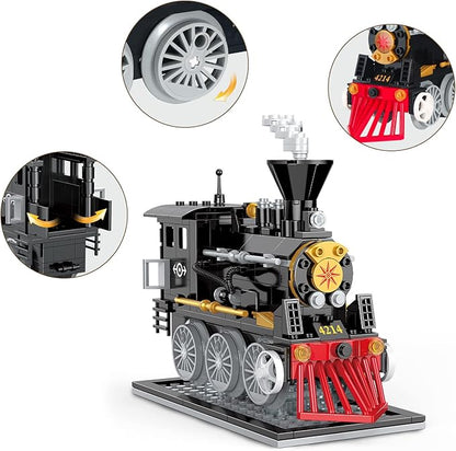BRICK STORY Train Building Toys, Classic Steam Train, Creator Locomotive Model, Retro City Train Set, Creative Construction Brick for Kids Boys 6-12 261 Pieces