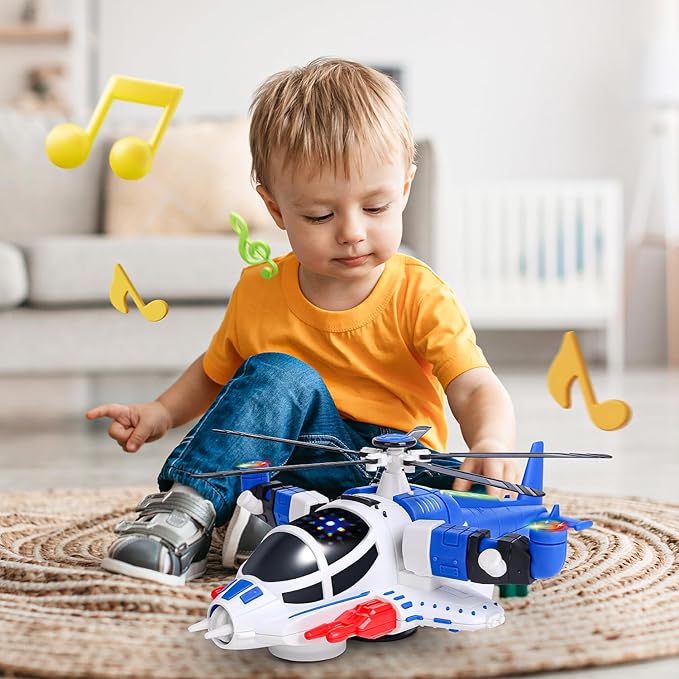 HOLYFUN Toddler Airplane Toys for Boys, Helicopter Toys with Sounds and Lights 3 4 5 Year