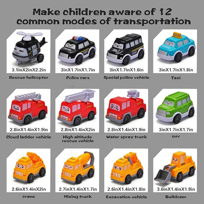 TOYSXYIN. 12 Pcs. Construction Truck for 3-9 Year Old Boys and Girls - Friction Power Vehicle Car for Toddlers 1-3, Carrier for Kids 3-5