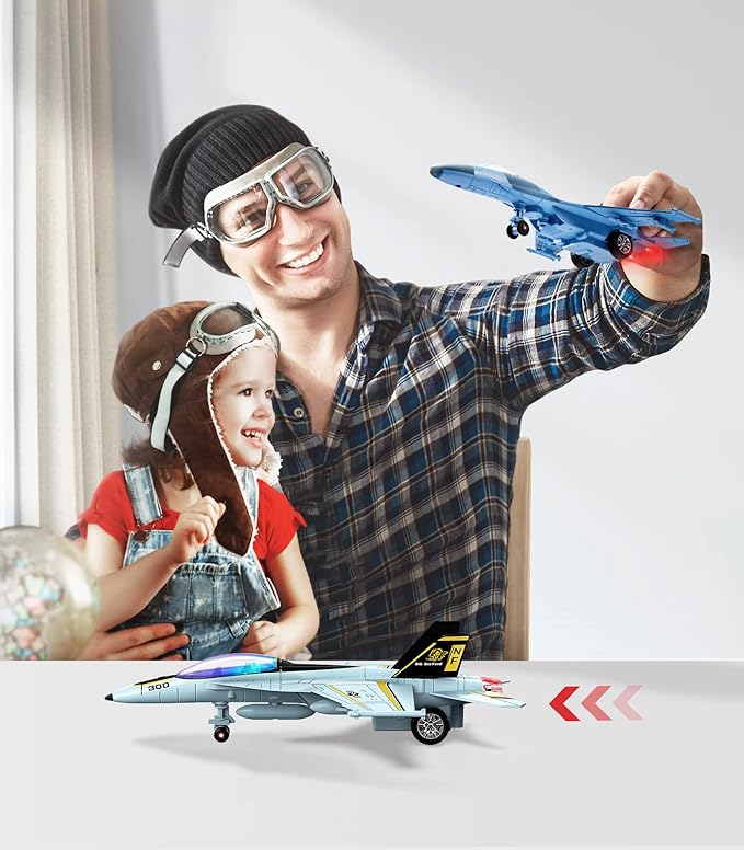 Geyiie Airplane Toy for Boys, Metal Plane Vehicle Playset 3 4 5 6