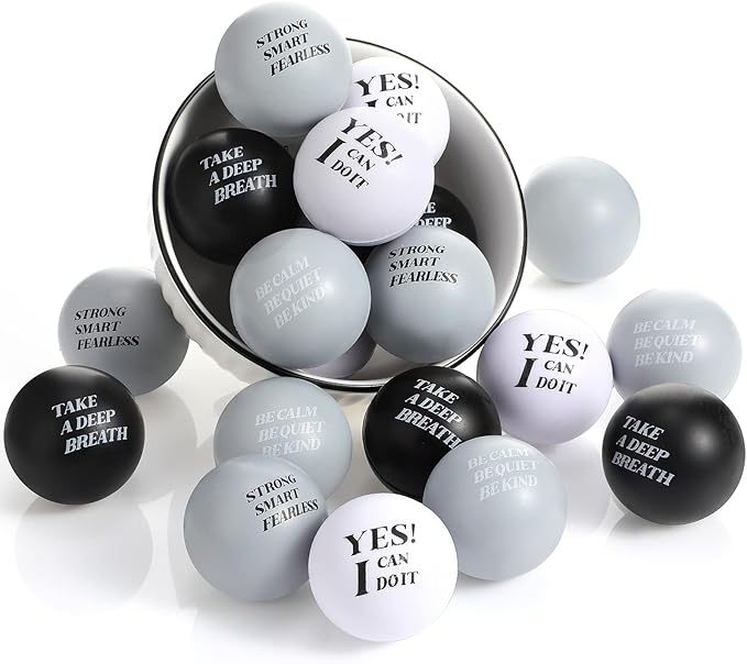 Zomiboo 20 Pieces Motivational Stress Foam Balls Quote Stress Relief Inspirational Relief Balls Employee Appreciation Gift for Kids Relieve Motivating Encouraging Adult(Classic Color)