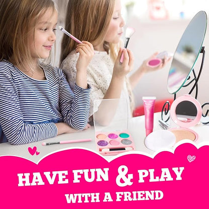 ULOVEME Kids Real Makeup Kit for Little Girls - Real, Non Toxic, Washable Make Up Toy - Umicorn Toys Gift for 3 4 5 6 7 8 9 10 12 Years Old Girls Birthday (Mini White Umicorn)