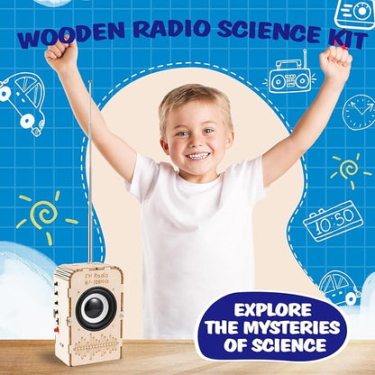 WIZGSZ Science Kits for Kids Age 8-12 13-14, Stem Kits for Kids Age 8-10, Stem Toys for Boys and Girls Build Your Own FM Radio Toys, Wood Electronic Set Snap Circuits for Teens Top Projects Gifts