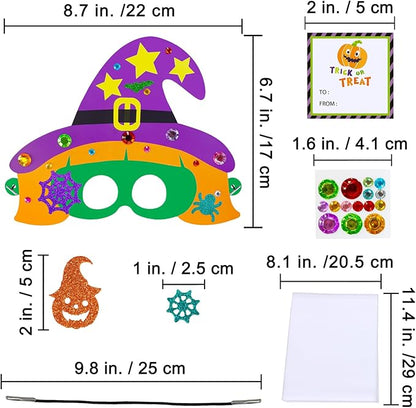 Winlyn 24 Sets Halloween Masks Craft Kits Halloween Face Masks DIY Foam Halloween Party Mask Art Sets Halloween Ghost Monster Mummy Face Stickers for Kids Classroom Activities Halloween Party Treats