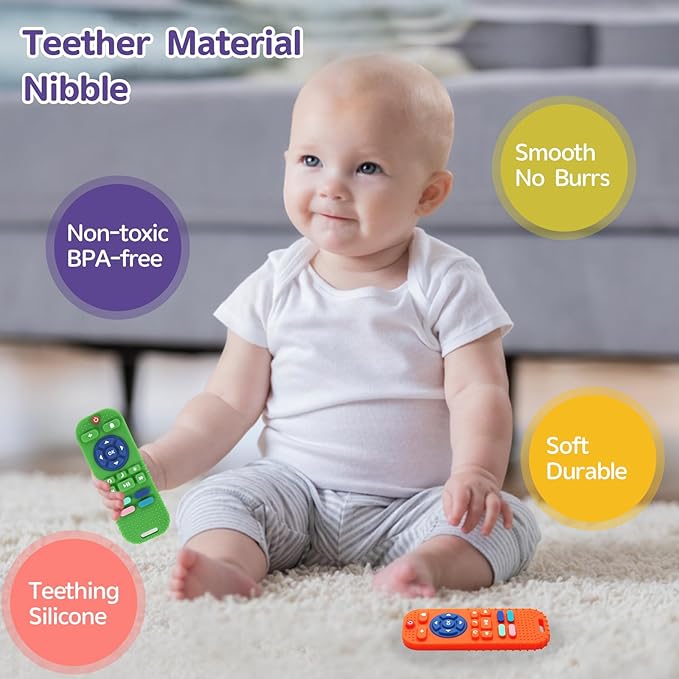 Hooku 2 Pack Silicone Teethers for Babies 0-6 Months, Teething Toys for Babies 6-12 Months 0-3 Months,