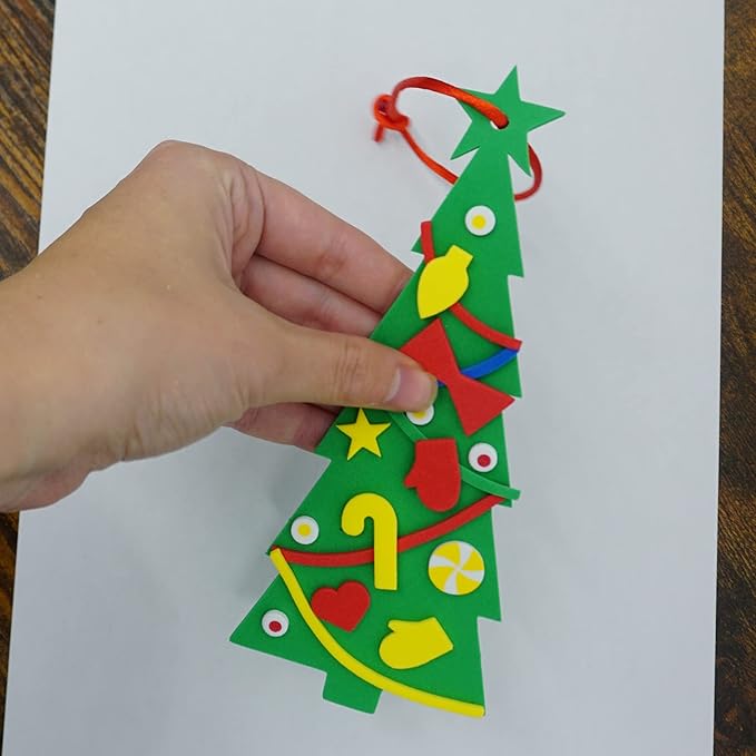4E's Novelty 24 Pack Christmas Tree Ornament Craft for Kids, 516Pcs Bulk Foam Self Adhesive Individually Wrapped, Christmas Crafts for Kids Ages 4-8, 3-12, Toddler Holiday DIY Classroom Activities