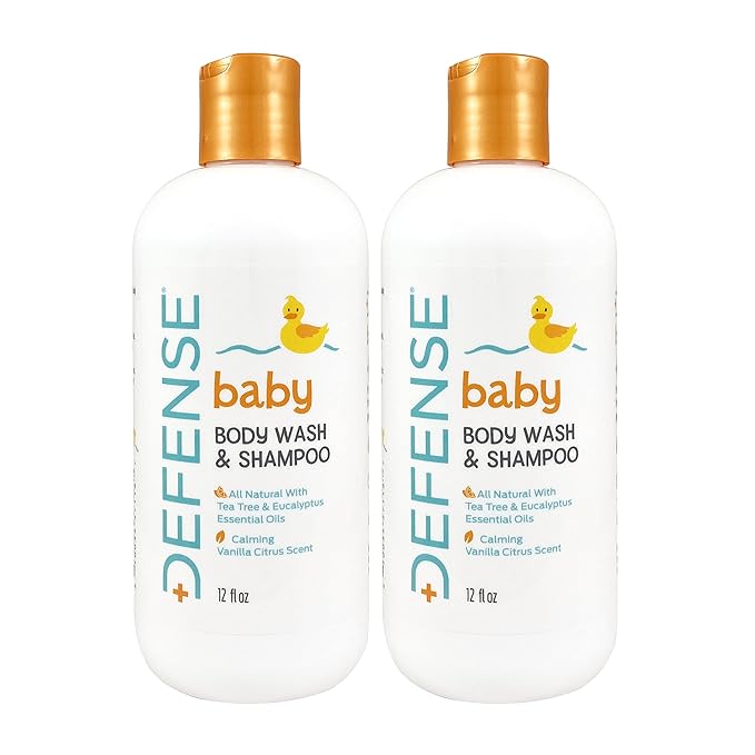 Defense Soap Baby Shampoo and Body Wash with Tea Tree Oil, Coconut Oil 12 Fl 2)