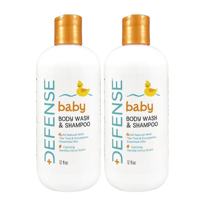 Defense Soap Baby Shampoo and Body Wash with Tea Tree Oil, Coconut Oil 12 Fl 2)