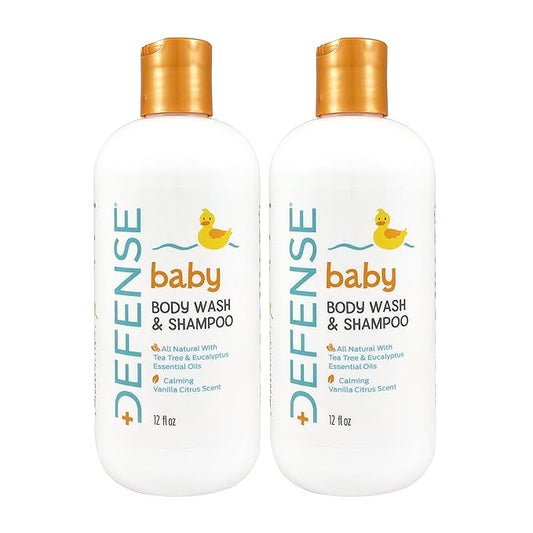 Defense Soap Baby Shampoo and Body Wash with Tea Tree Oil, Coconut Oil 12 Fl 2)