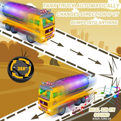 Truck Toys for 3-10 Year Old Boys, Electric Oil Tanker Toy Truck - with Bright Flashing 4D Lights & Real Sounds 3-12 Year