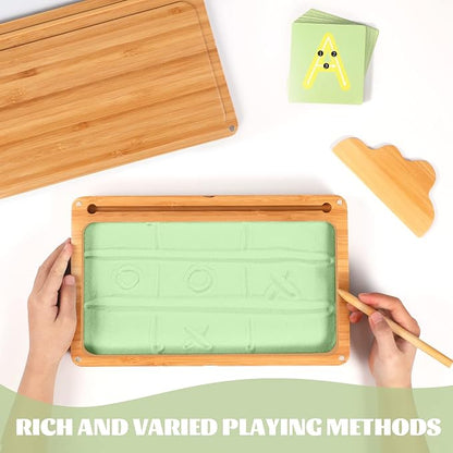 Sand Tray for Classroom Montessori Sand Tray with Lid Wooden Sand Trays for Kids Writing Letters and Numbers (Green)