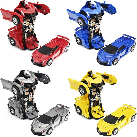 CDDZSW 4 Pack 3-5 Years Old Boys Toddler Pull Back Transforming Toy Cars, Pull Back Truck Toys for Boys and Girls 3 Years