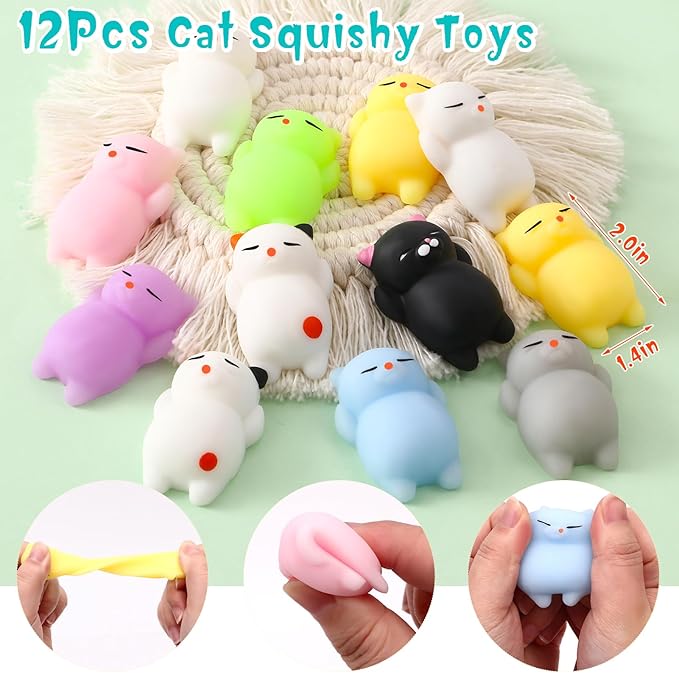 Winrayk Cat Party Favors Birthday Supplies for Kids Straw Squishy Toy Bubble Wand Cat Claw Keychain Slap Bracelet Sticker for Girl Boy Cat Pinata Filler Goodie Bag Stuffers Cat Birthday Party Supplies