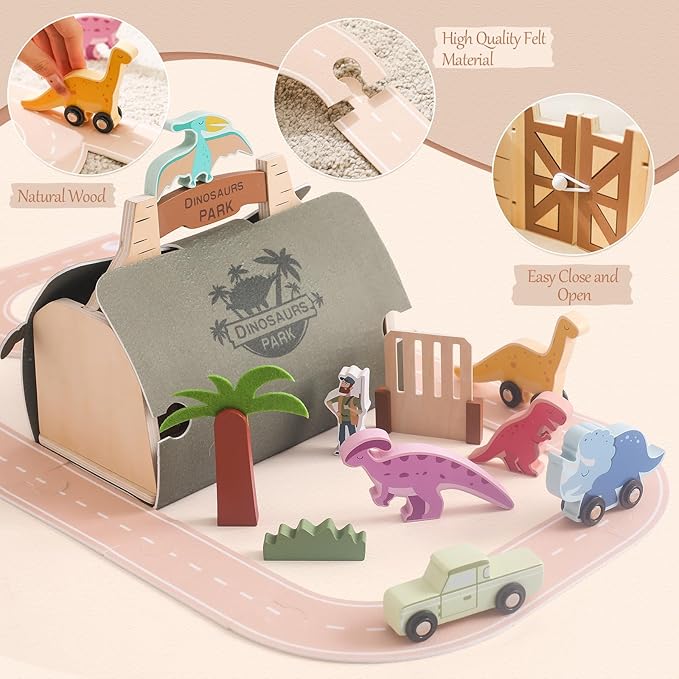Dinosaur Train Set for Kids,Toy Train Set Tracks for Toddlers 19PCS,Dinosaur Road