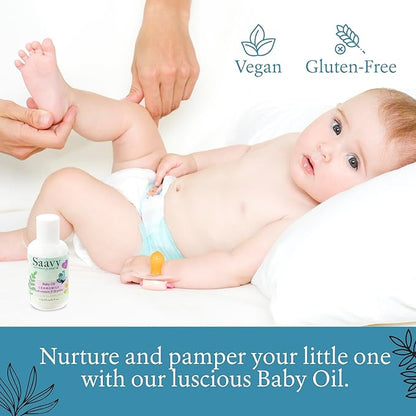 Saavy Naturals Chamomile Baby Oil Pack, Sensitive Baby Oil for Skin with Jojoba Oil
