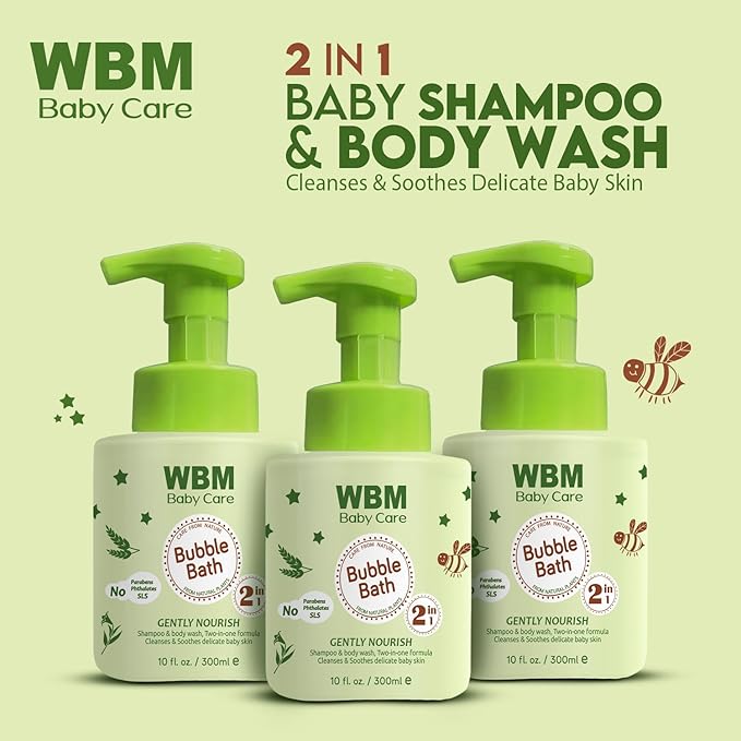 WBM Baby Shampoo and Body Wash, Baby Soap Pump Bottle For Gentle Protection 10 Fl 3)
