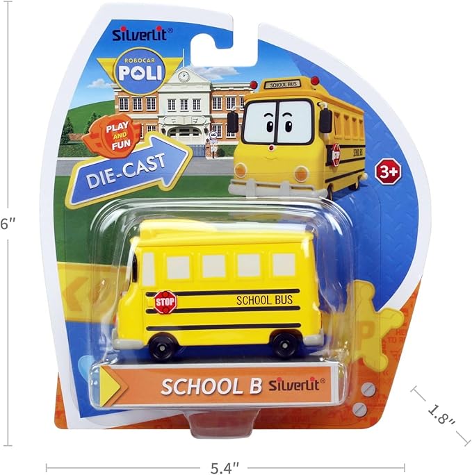 Robocar Poli, Schoolb DIE-CAST Metal Toy Cars 1-5 Boys