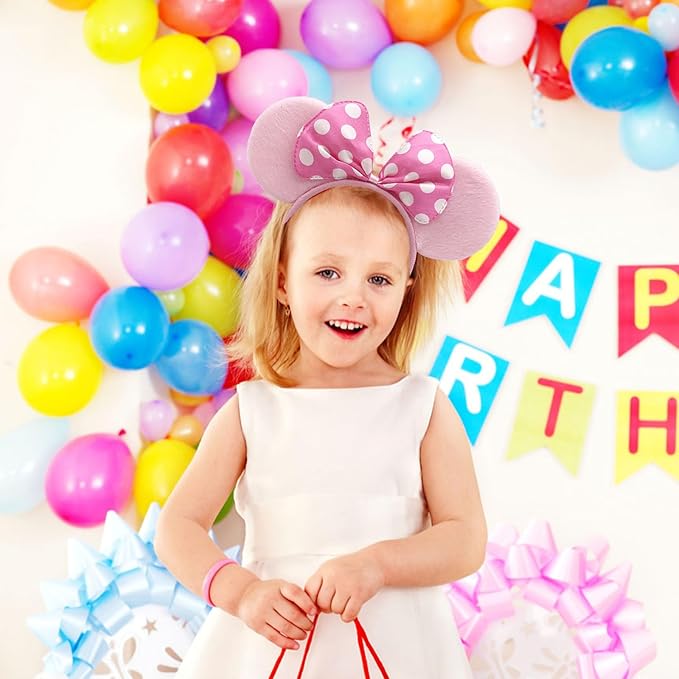 Mouse Ears Headband Shiny Mouse Ears Bows Hairband for Birthday