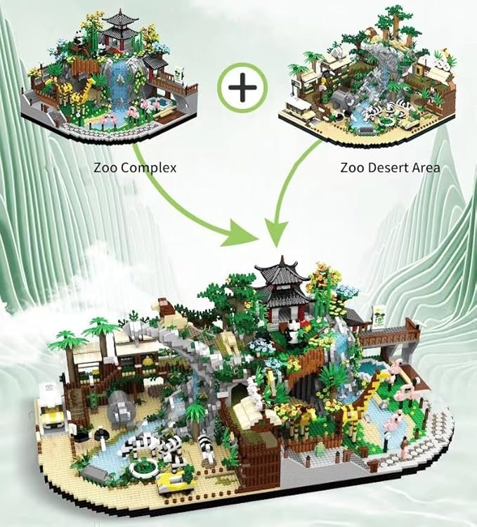 Zoo Building Model Set, 5000 Pcs Zoo Micro Building Toys, Creative Zoological Park Building Model Set, Micro Particle Modular Building House Set, Gift for Adult and Kids (822)