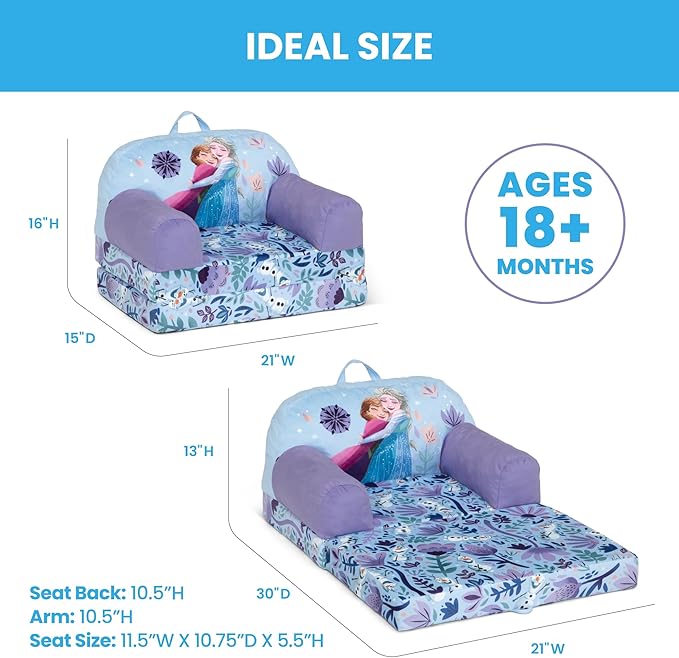 Delta Children - Disney Frozen Cozee Buddy Flip-Out Kids Chair, Purple