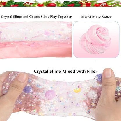 Unicorn Slime Kit,Clear Scented Slime Bucket Kids Birthday Party,Slime Party Favors for Kids Birthday Party Gifts Stress Relief Slime Kit for Girls and Boys (Unicorn Slime)