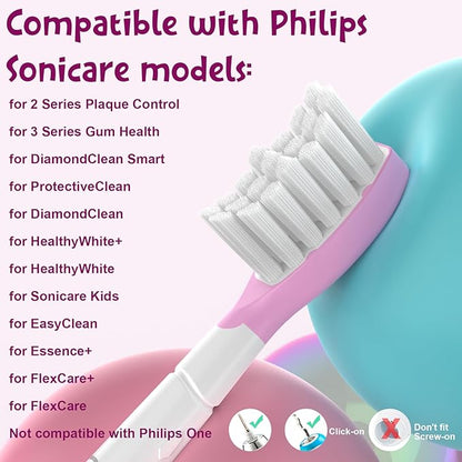 Kids Replacement Toothbrush Head for Sonicare: Ofashu Children Sonic Electric Toothbrush Brush Head for Philips 6321 6340 6032/94 6042, 8 Packs for Boys Girls 7+, Pink & Green