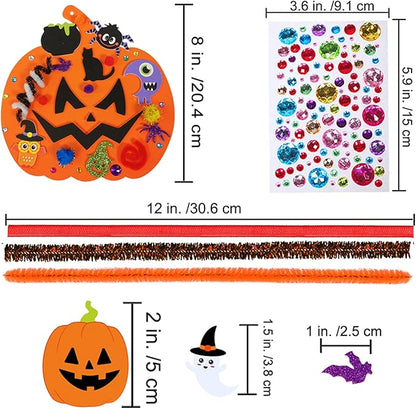 Winlyn 30 Kits Fall Halloween Pumpkin Decorations DIY Pumpkin Craft Kits Foam Pumpkin Shapes with Halloween Stickers Jack-O'-Lantern Face Stickers for Kids Gift Favors Art Project Classroom Activity
