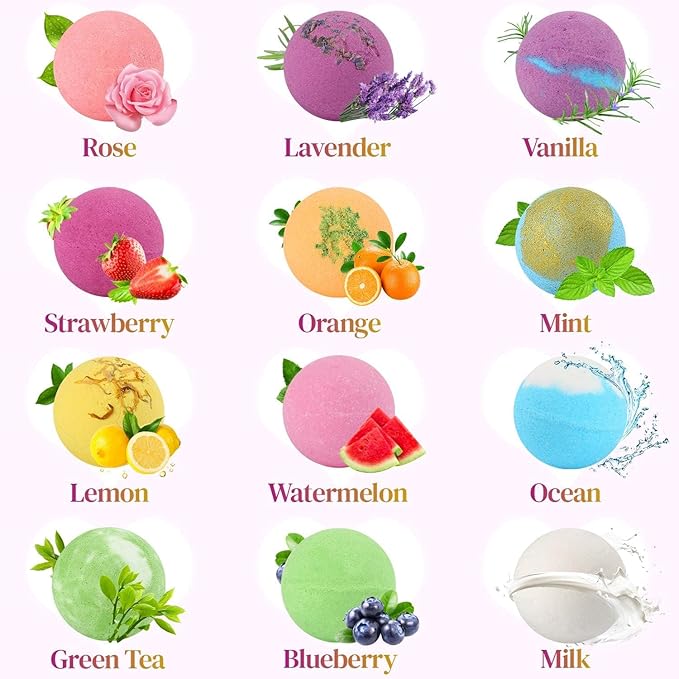 Bath Bombs, 12 PCS Bath Bombs for Women Kids Toddlers Adults