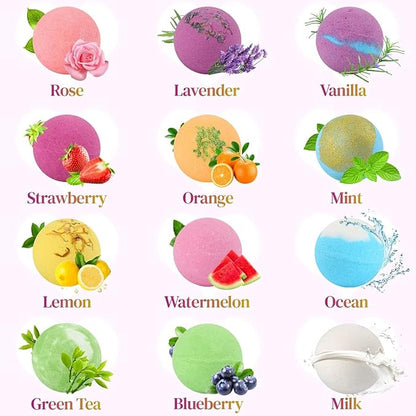 Bath Bombs, 12 PCS Bath Bombs for Women Kids Toddlers Adults