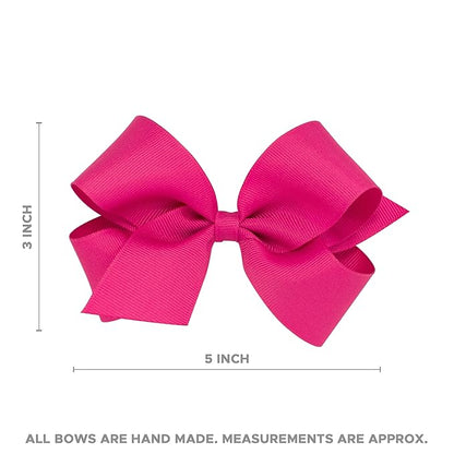 Wee Ones Girls' Grosgrain Pink-themed Christmas Novelty Print Hair Bow, Medium