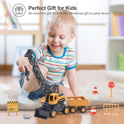 Jenilily Crane Toy Construction Vehicles Model Car, Toy Truck Gifts 3 4 5 Years