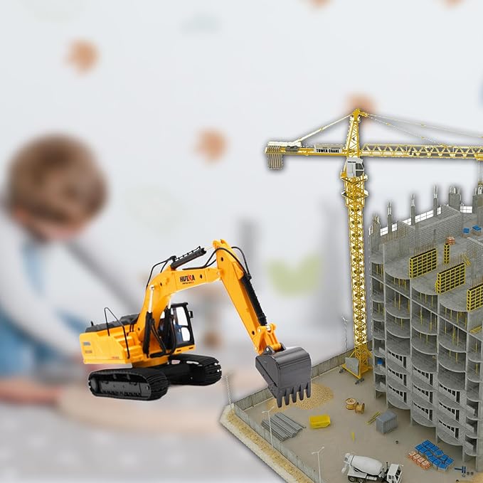 Gemini&Genius Excavator Toy, Construction Vehicle Digger Toy 1/35 Scale Die-cast