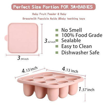 WAJIAYON Baby Food Freezer Tray Silicone Nibble Freezer Tray,Baby Fruit Food Feeder Teether Tray