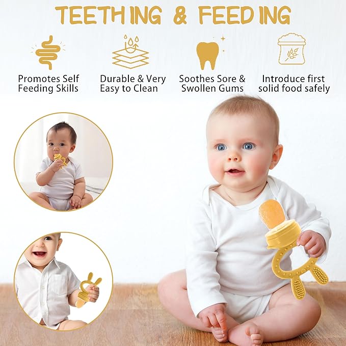 WAJIAYON Baby Breastmilk Popsicle Molds & Baby Fruit Feeder (2 Pack), Baby Food Freezer Tray Storage Containers