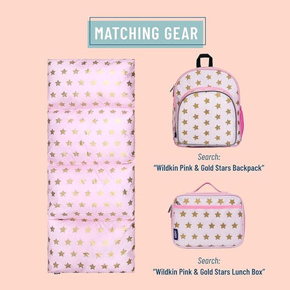 Wildkin Kids Floor Lounger: Ideal for Boys and Girls, Travel-Friendly, Perfect for Sleepovers - Pillow Lounger for Kids, Requires Standard Size Pillows Not Included (Pink and Gold Stars)