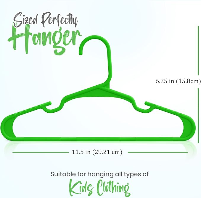 Utopia Home 20 Pack Kids Hangers - 11.5 Inch Plastic Baby Hangers for Closet - Childrens Hanger for Clothes & Infant Hanger for Closet - Ideal for Everyday Standard Use (Green)