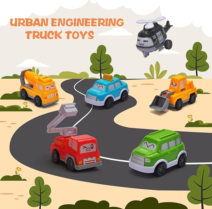 TOYSXYIN. 12 Pcs. Construction Truck for 3-9 Year Old Boys and Girls - Friction Power Vehicle Car for Toddlers 1-3, Carrier for Kids 3-5