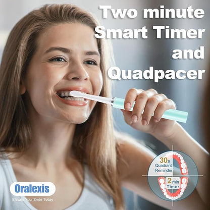 Electric Toothbrush for Adults and Kids, with Tongue Scraper and 8 Brush Heads, One Fast Charge Last 120 Days, 40000 VPM Deep Clean, Sonic Travel Toothbrush - Blue