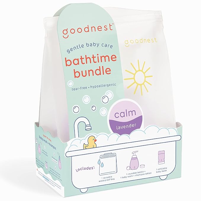 Goodnest© Newborn & Baby Bathtime Bundle, 3-in-1 Baby Shampoo + +12oz Pump