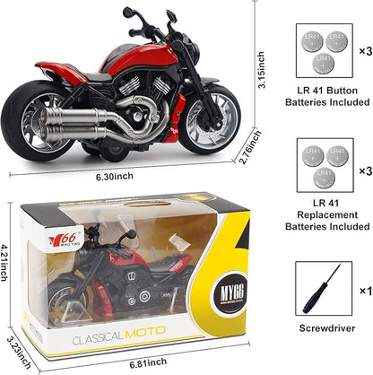 Pull Back Motorcycle Toys - Toy Motorcycle with Flashing Light 3+ Kids