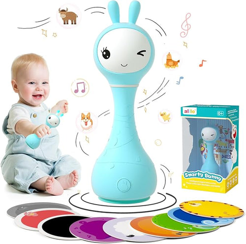 alilo Smarty Bunny Baby Rattle Musical Light Up Toys, Infants Newborns Baby Toys 0-3-6-12-18-24 Months 1 Year 4 Music 9 Color