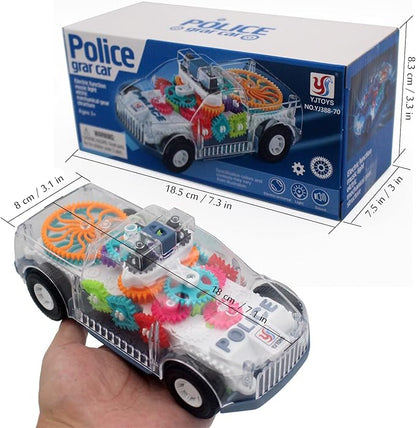 Tipmant Baby Toddler Police Car Electric Vehicle Toy Auto Driving, Transparent Gears