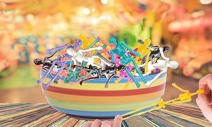 UpBrands 48 Stretchy Toys, Party Favors for Kids Halloween Skeletons, 12 Colors Bulk Set, Kit for Easter Egg Basket Stuffers, Goodie Bags, Pinata Filler, Small Toys Classroom Prizes