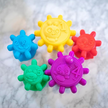 Baby Einstein Gears of Discovery Suction Cup Sensory Toys for Bath, Floor Play 5pcs Multi-Color, 6 Months+