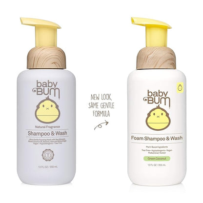 Baby Bum Shampoo & Wash | Tear Free Foaming Soap for Sensitive Skin with Nourishing Coconut Oil 12 FL
