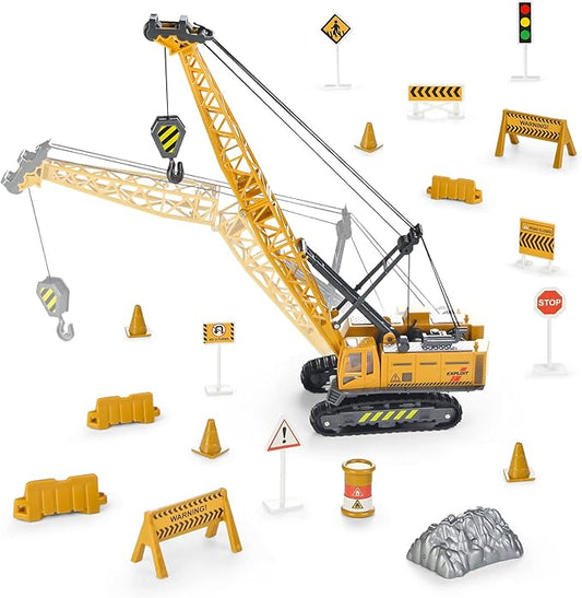 Jenilily 1:55 Scale Die-cast Crane Construction Vehicles Toy Alloy Model 3 4 5 Years