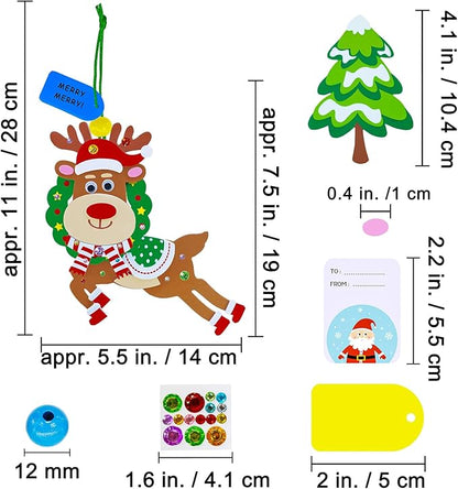 Winlyn 24 Sets Christmas Craft Kits Winter Crafts DIY Xmas Reindeer Ornaments Decorations Festive Foam Stickers Christmas Arts and Crafts for Kids Holiday Home Classroom Art Activities Party Favors
