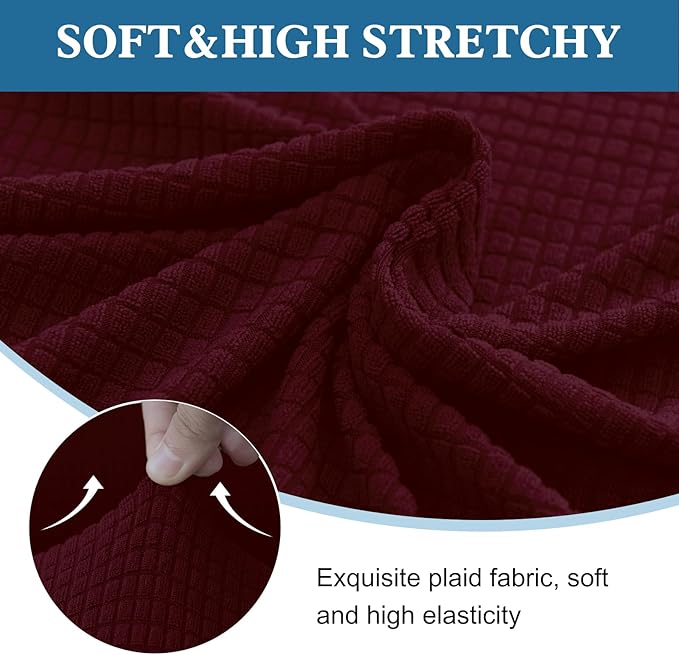 100% Waterproof Jacquard Fabric Couch Cover, Dual Layer with TPU Film, Leakproof High Elasticity Non-Slip Washable Furniture Protector for Pets, Dogs, Cats and Kids (Chair,Wine)