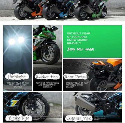 Pull Back Motorcycle Toys, Tiny Gift with Music Lighting 3 4 5 6 7 8